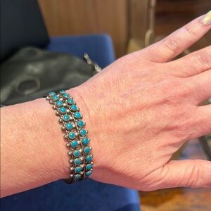 Sterling/ Turquoise Antique Bracelet Snake Eye Style. Fred Harvey era.